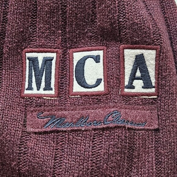 Marlboro Classics Sweater Mens XXL Burgundy LS 1/4 Zip Mock Neck VTG Wool Blend - Picture 12 of 16